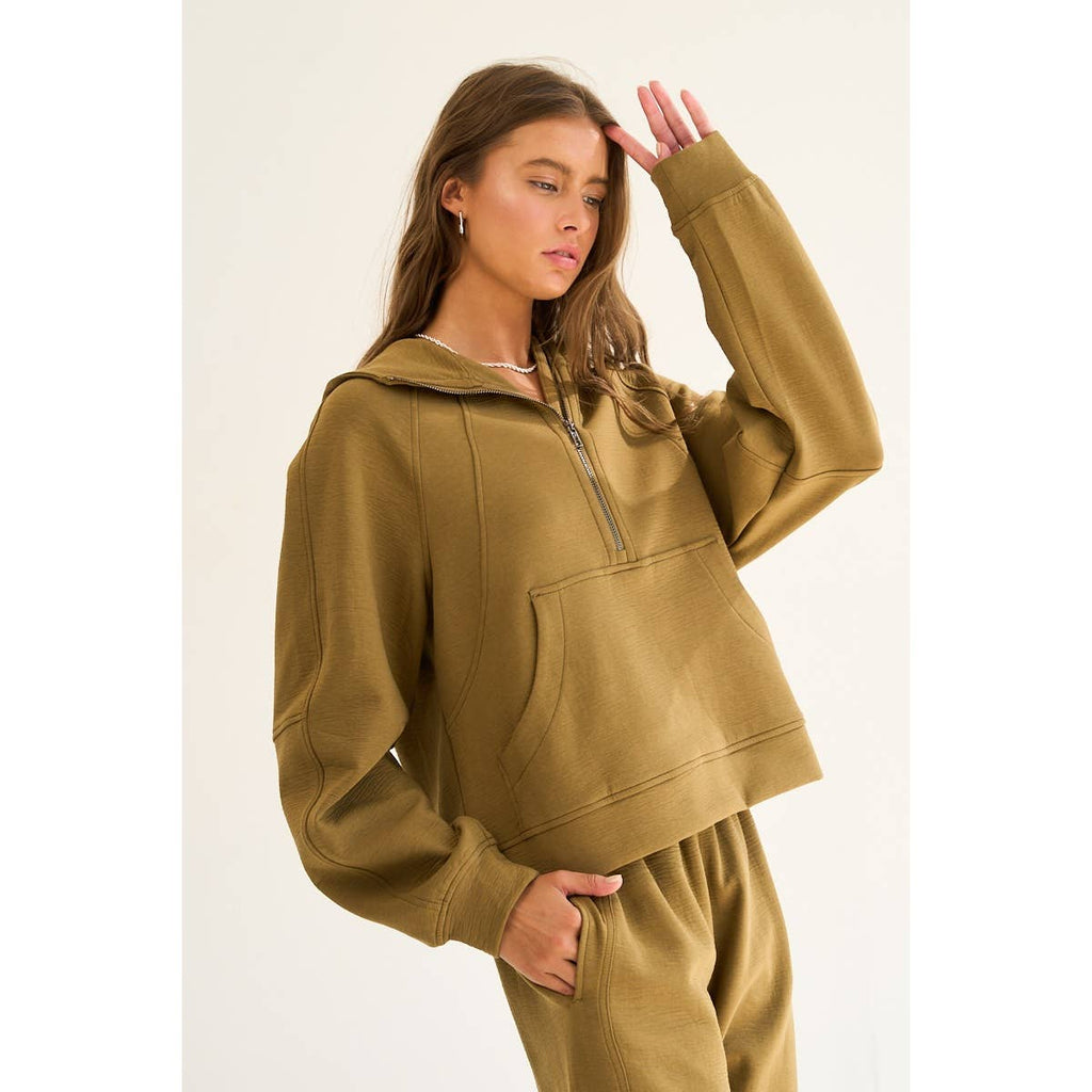 Textured Half-Zip Hoodie