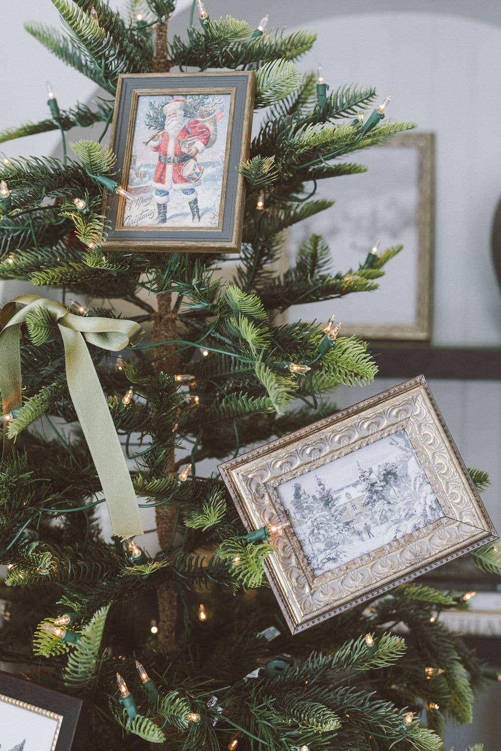 Travel Santa Framed Antique Art