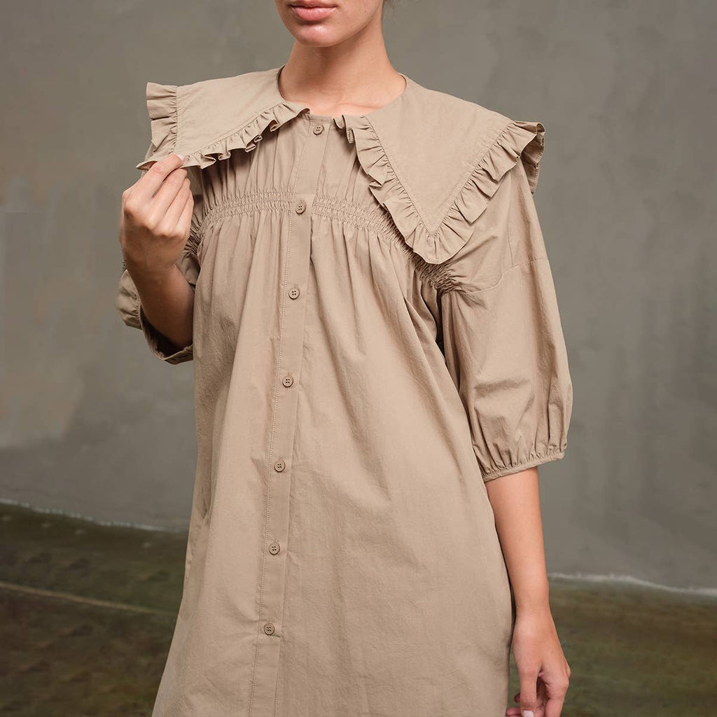 Ruffle Collar Smock Dress