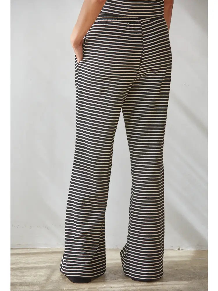 Striped Flare Pants in Black Ivory