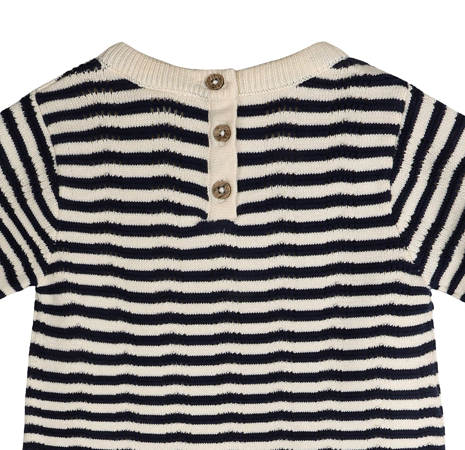 Pointelle & Navy Stripe Knit Tunic Dress & Bloomer (Organic)