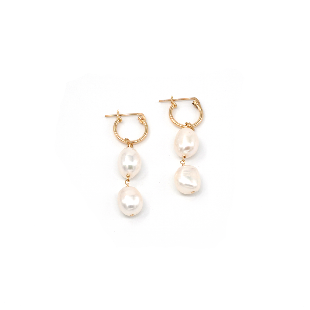 Gold Filled Double Pearl Hoops