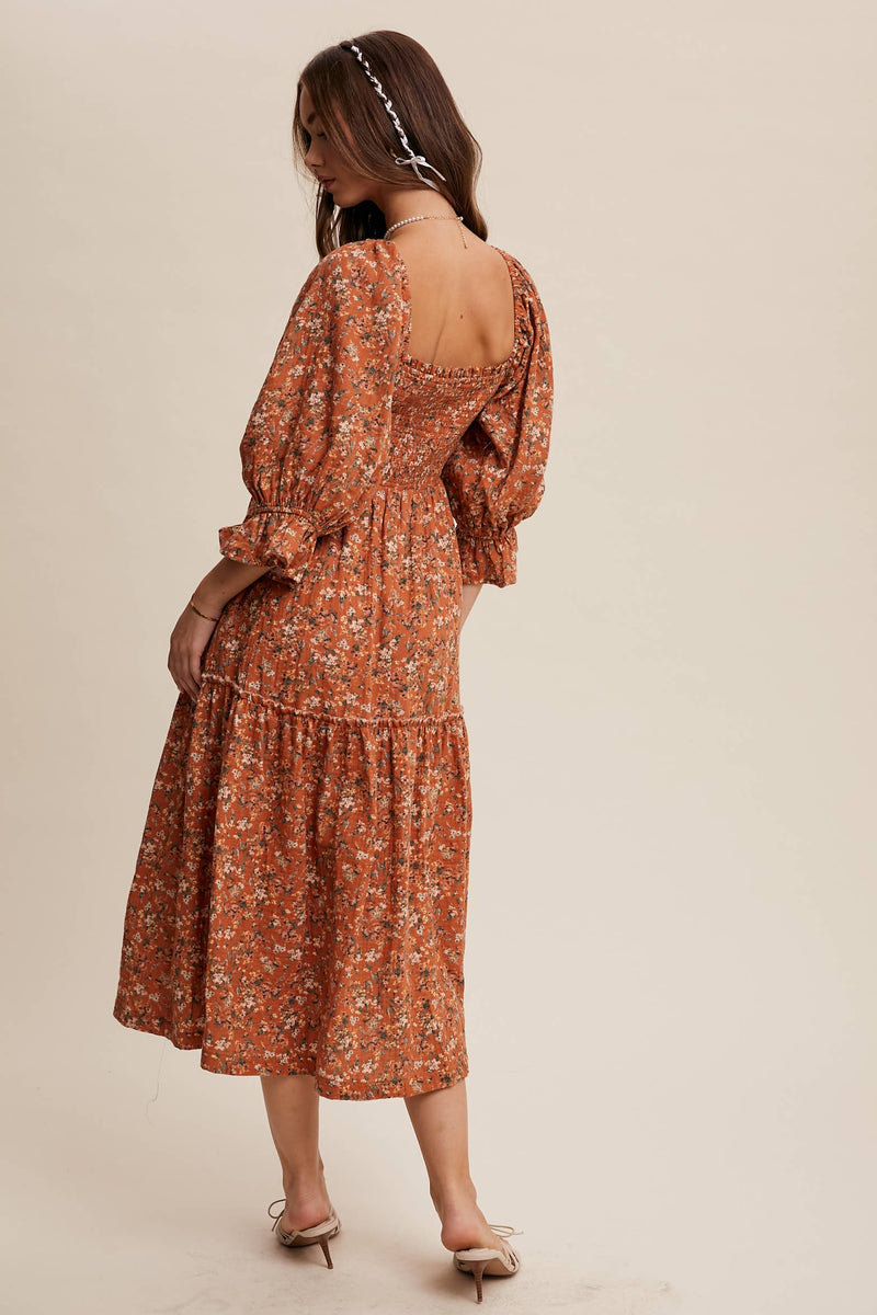 Floral Tiered Midi Dress