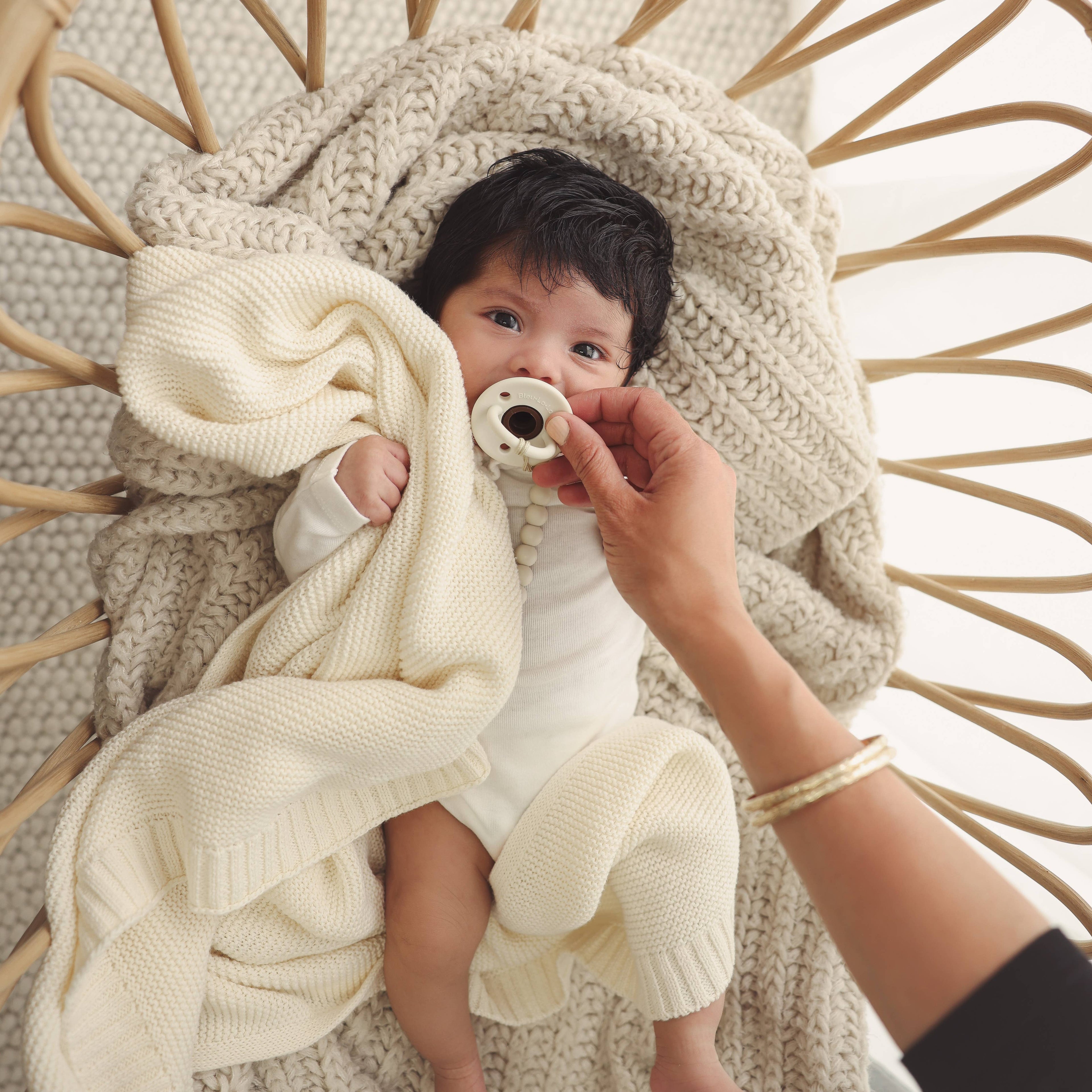 Heritage Knit Swaddle Baby Blanket