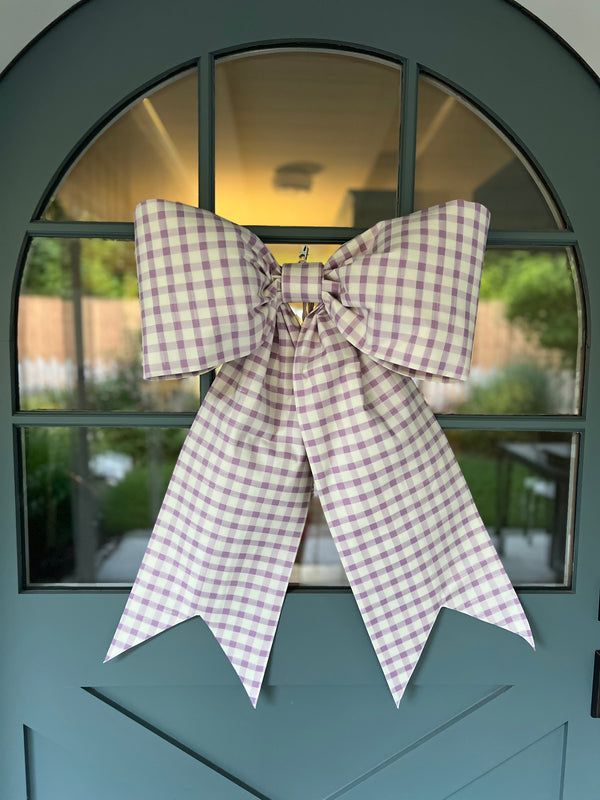 Lavender Check Large Door Bow