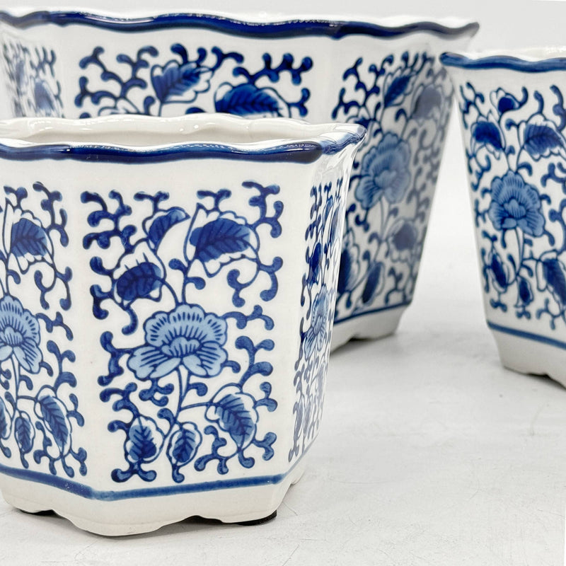 Hexagon Floral Ruffled Lip Planter, Asst. Sizes