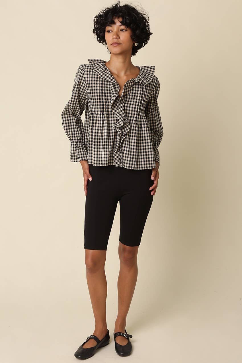 Hazel Gingham Ruffle Blouse