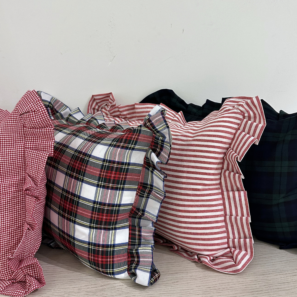 Holiday Plaid Ruffle Lumbar Pillow