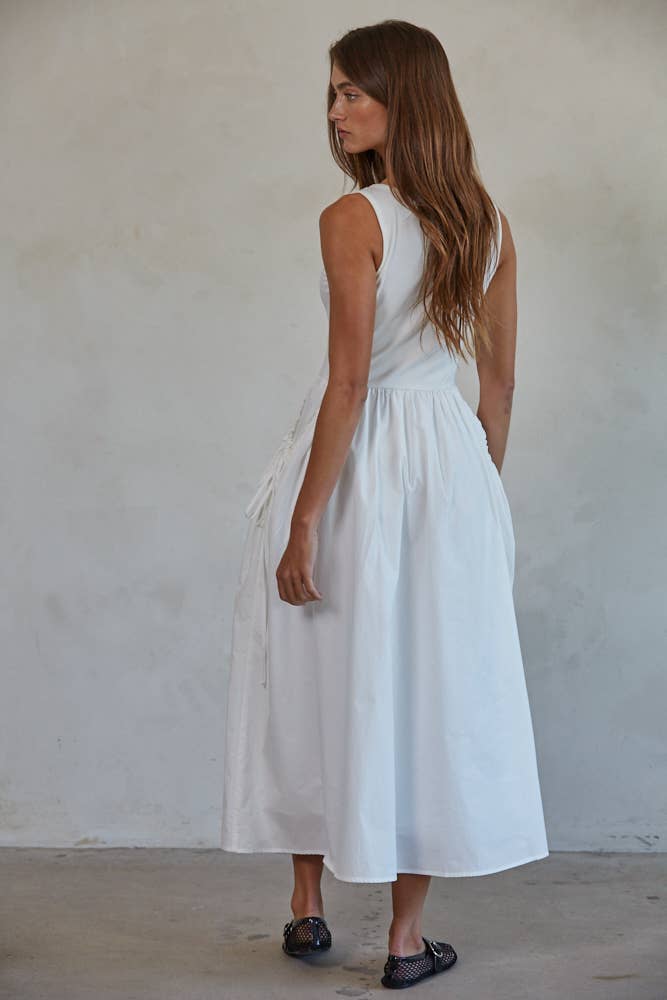 Poplin Skirt Bodice Midi Dress