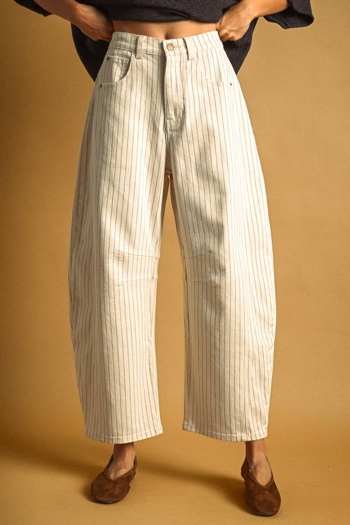 Pinstriped Barrel Pants