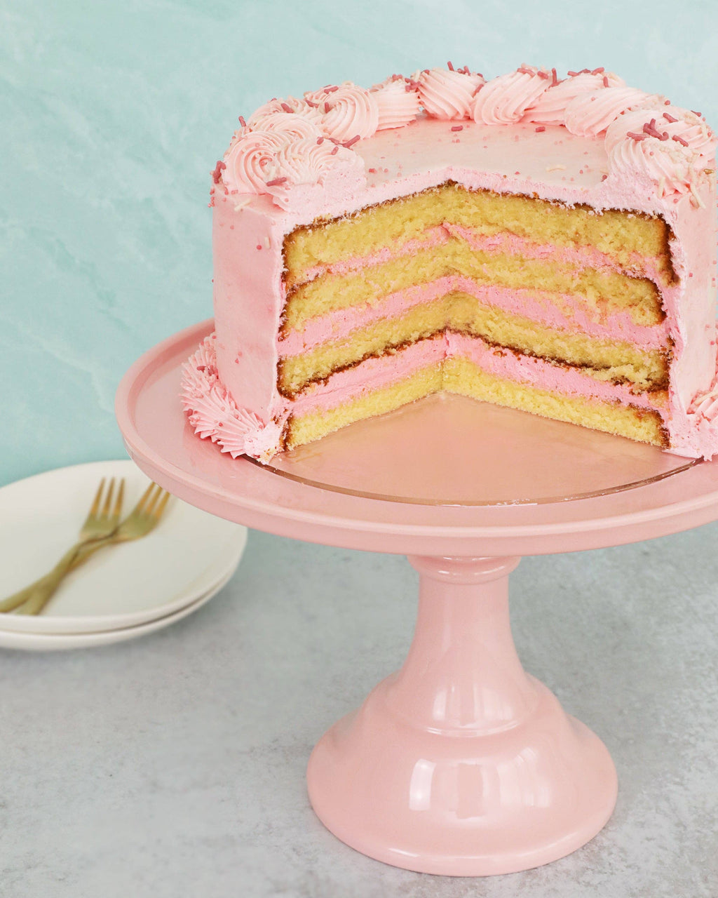 Melamine Cake Stand - Peony Pink