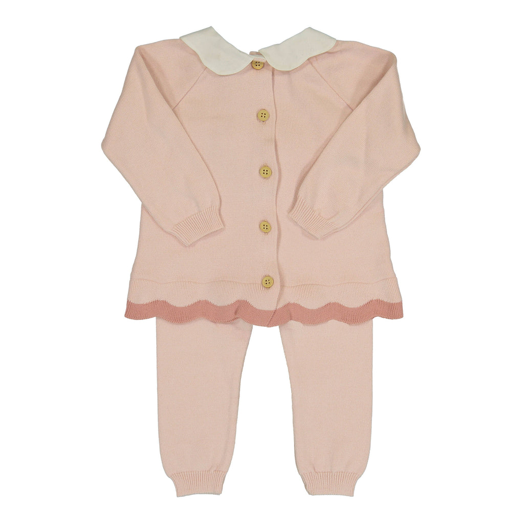 Scalloped Contrast Trim Knit Set