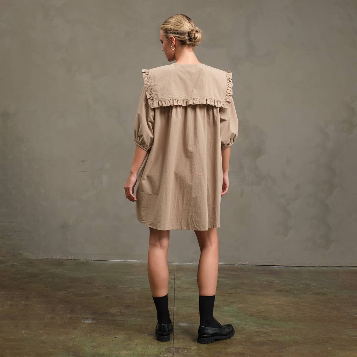 Ruffle Collar Smock Dress