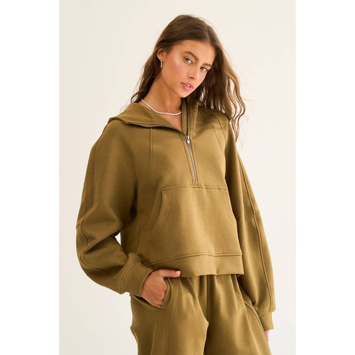 Textured Half-Zip Hoodie