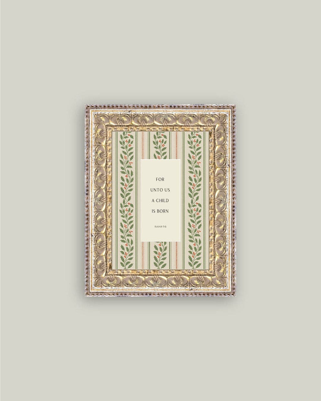 A Child is Born Framed Antique Art