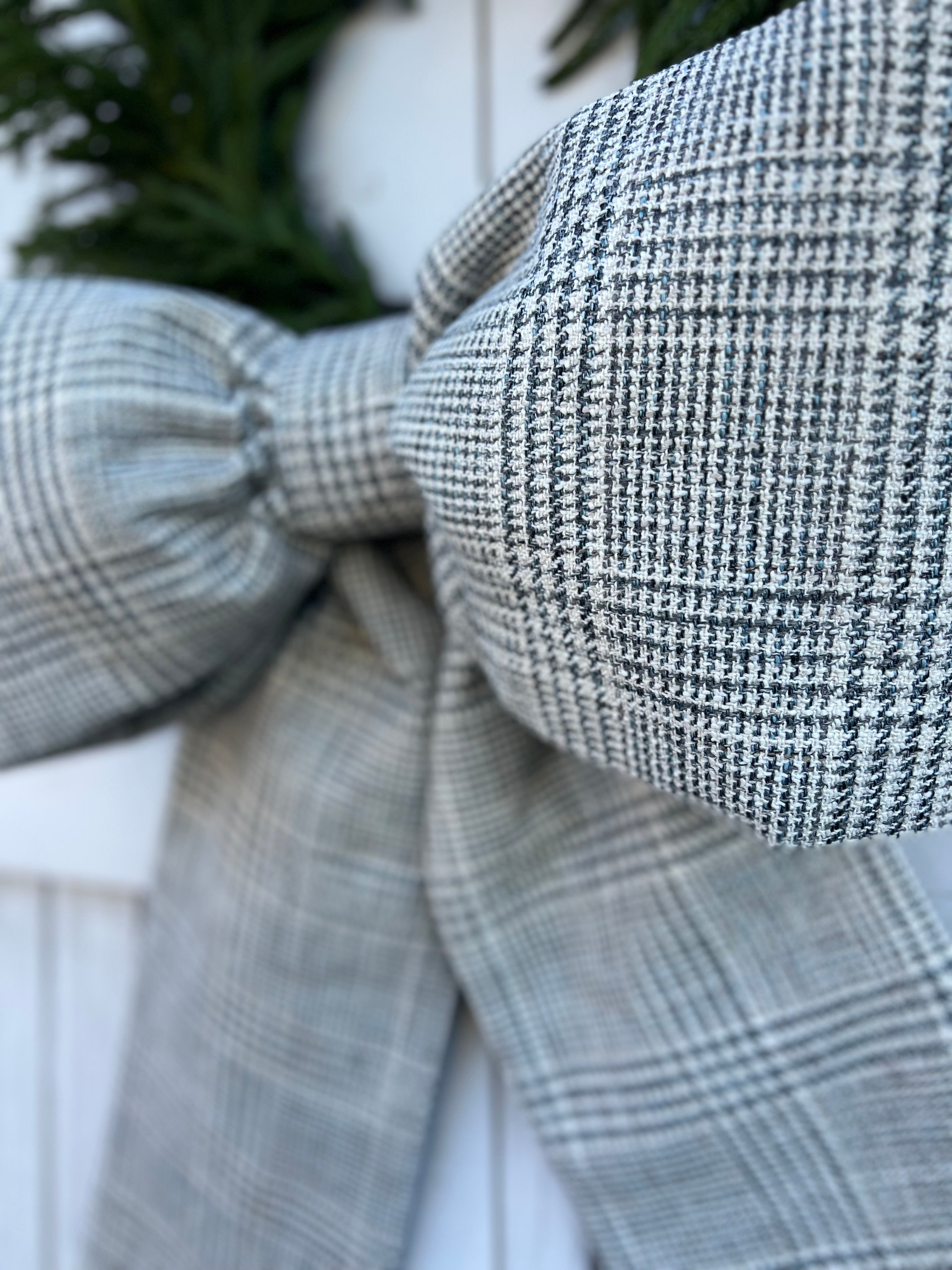 Blue and Cream Houndstooth Bow