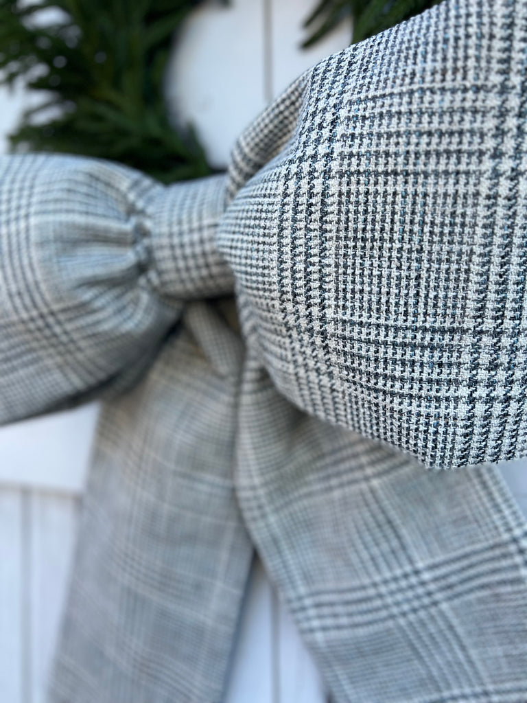 Blue and Cream Houndstooth Bow