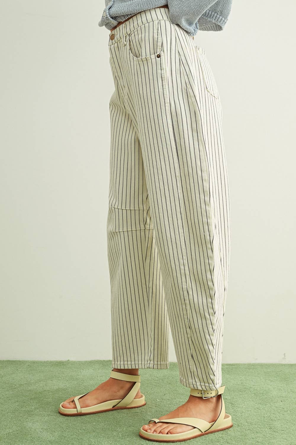 Pinstriped Barrel Pants