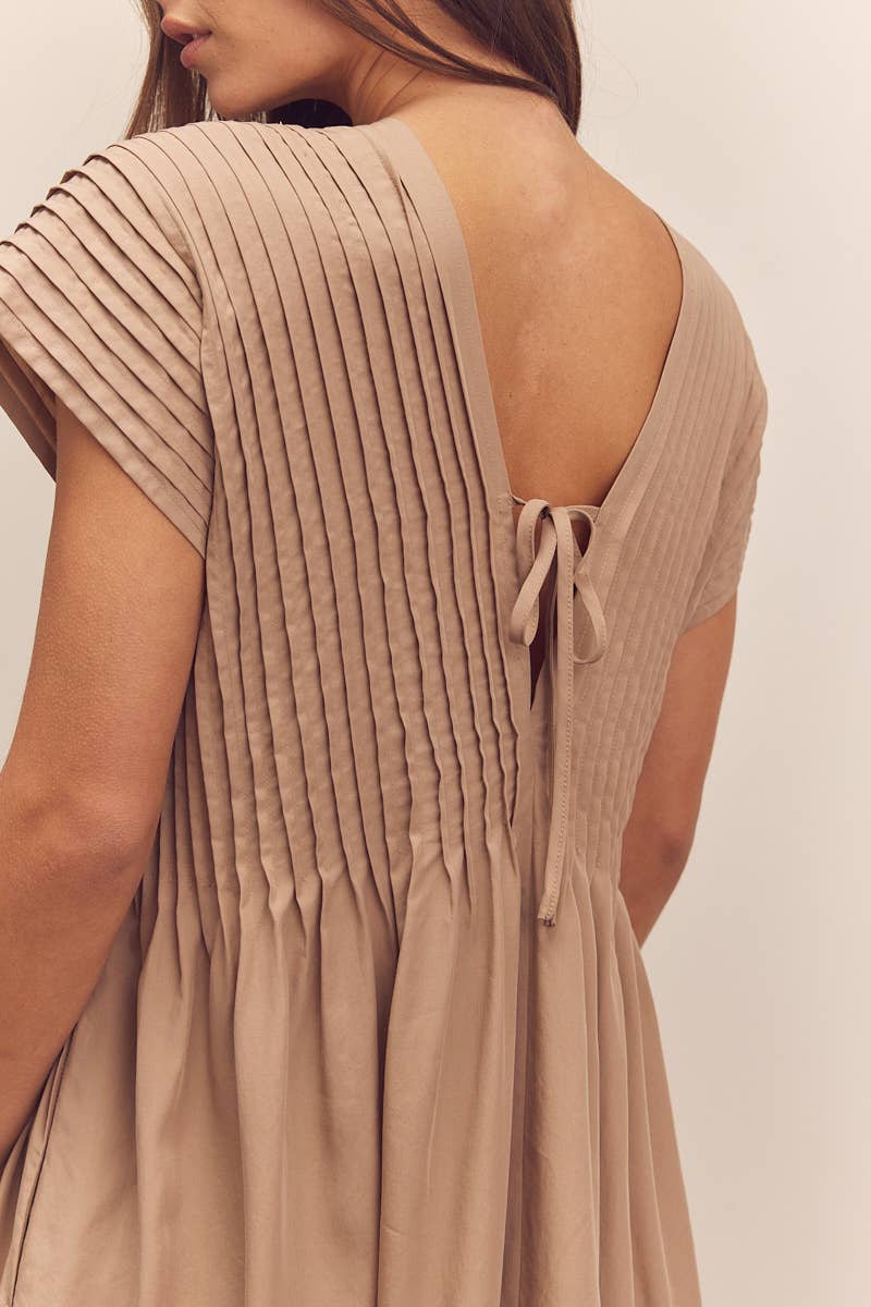 Pin-tucked midi dress