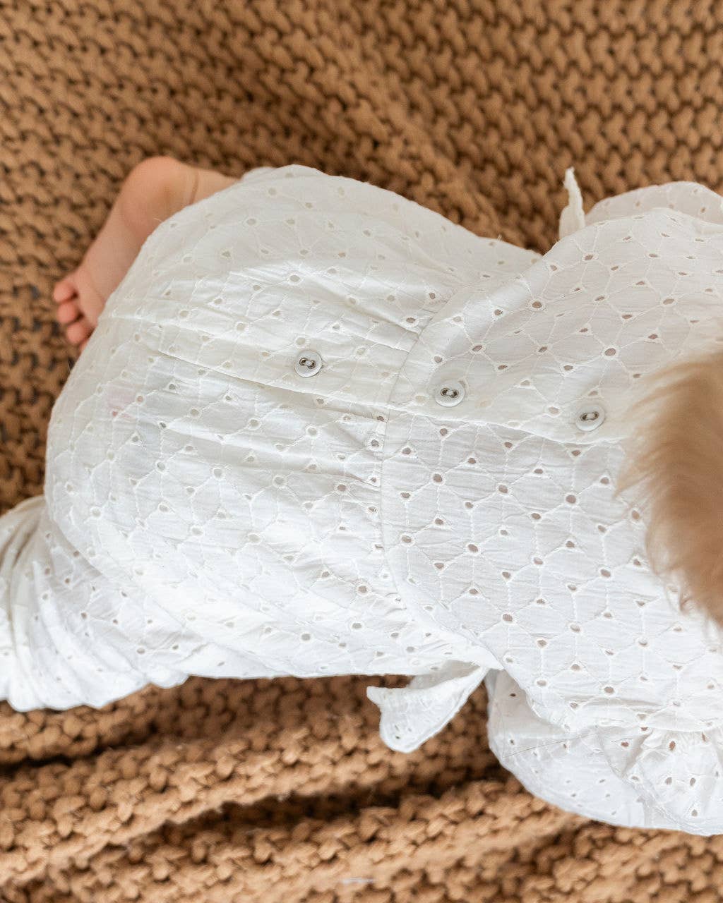 Astrid Schiffli Baby Jumpsuit & Headband Set