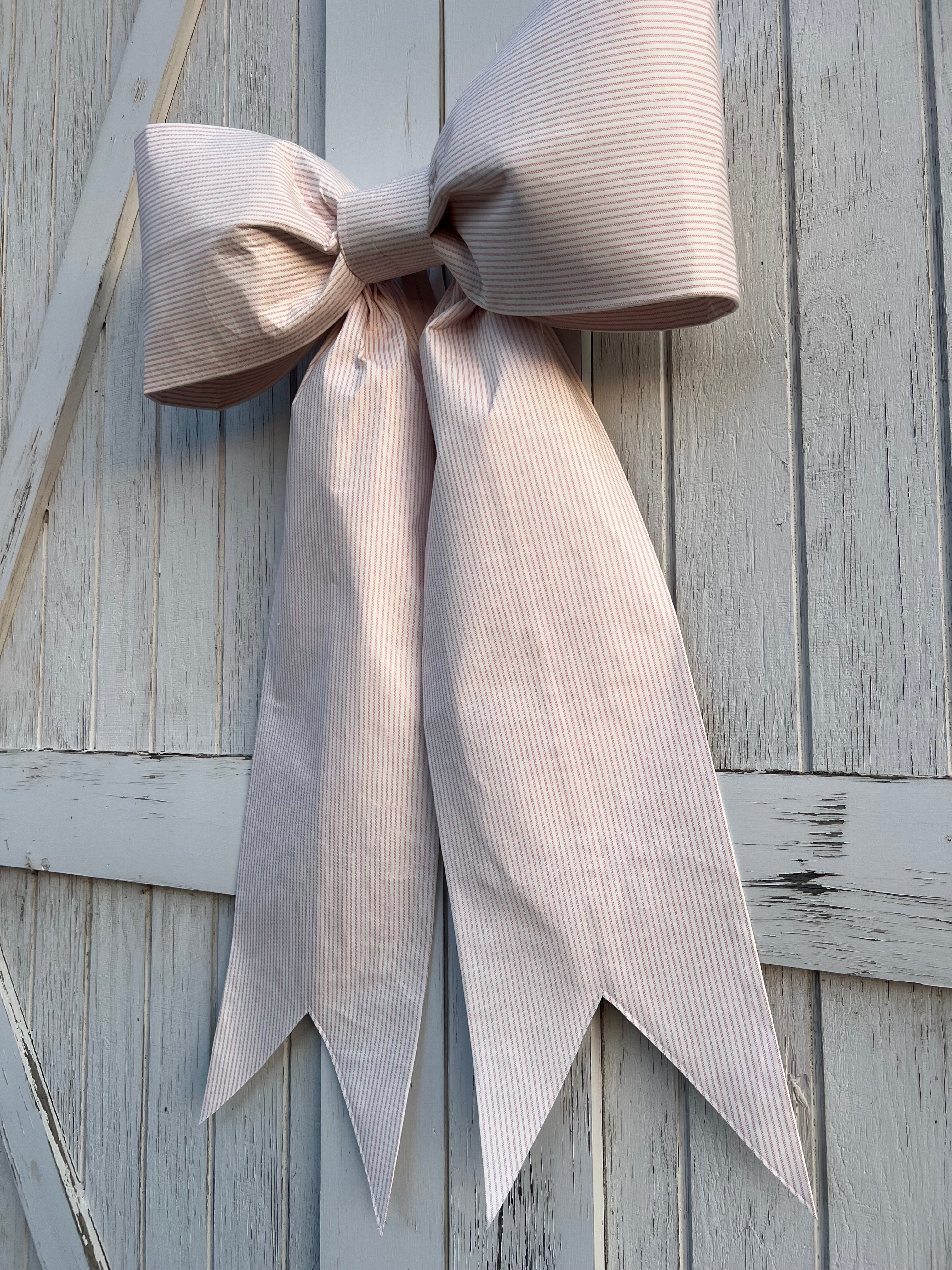 Pink & White Pinstripe Bow