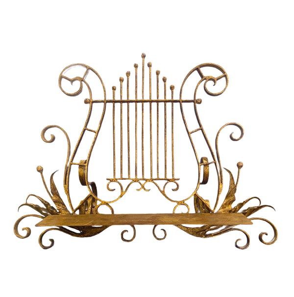 French Golden Gilt Lyre Book Stand