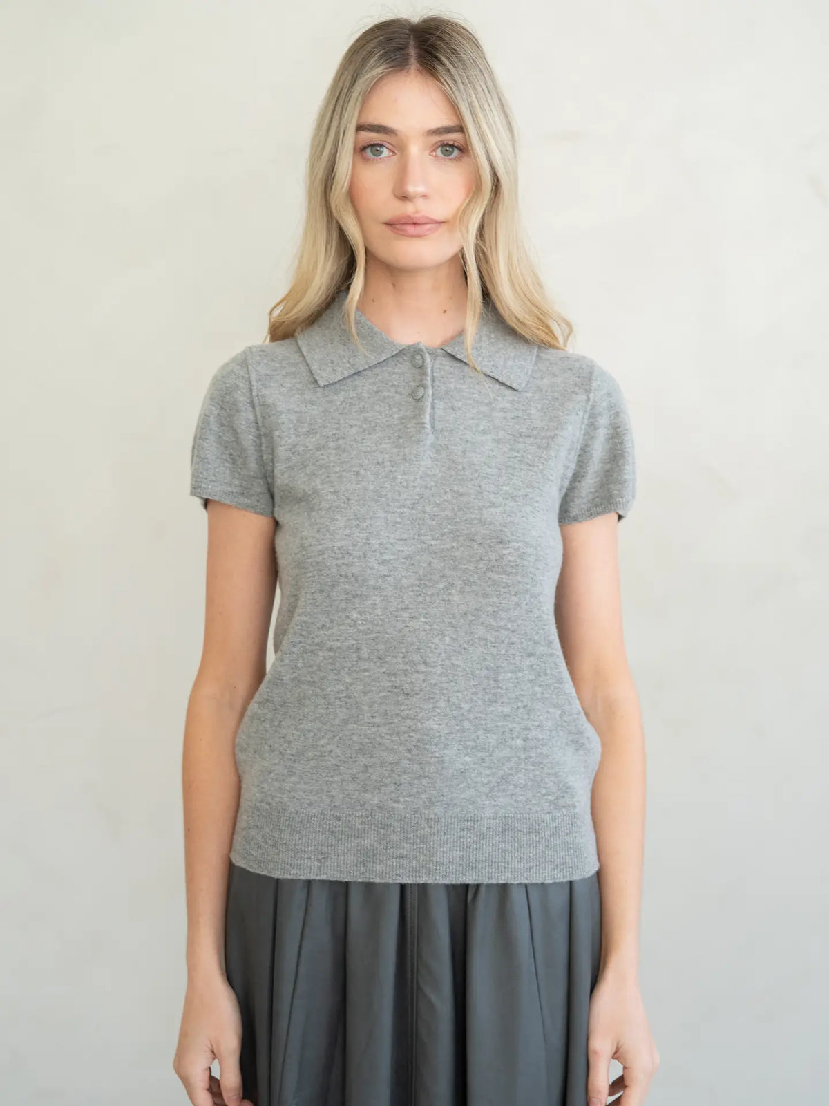 Refined Cap Sleeve Polo Sweater Top