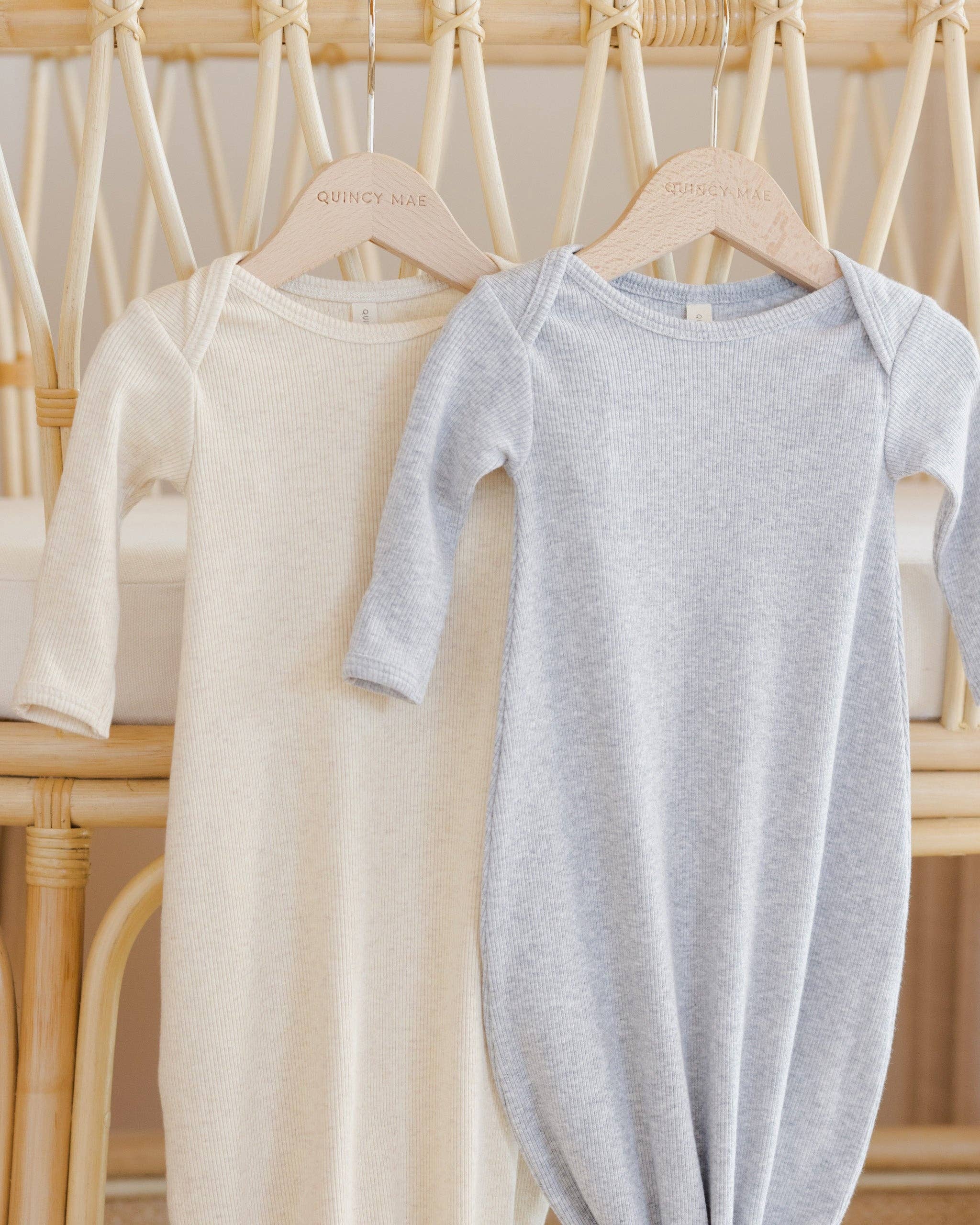 Dusty Blue Knotted Baby Gown + Hat