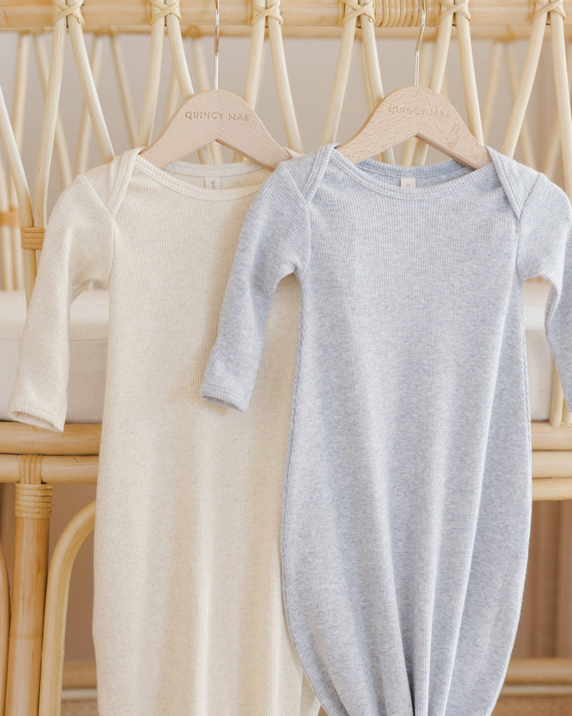 Dusty Blue Knotted Baby Gown + Hat