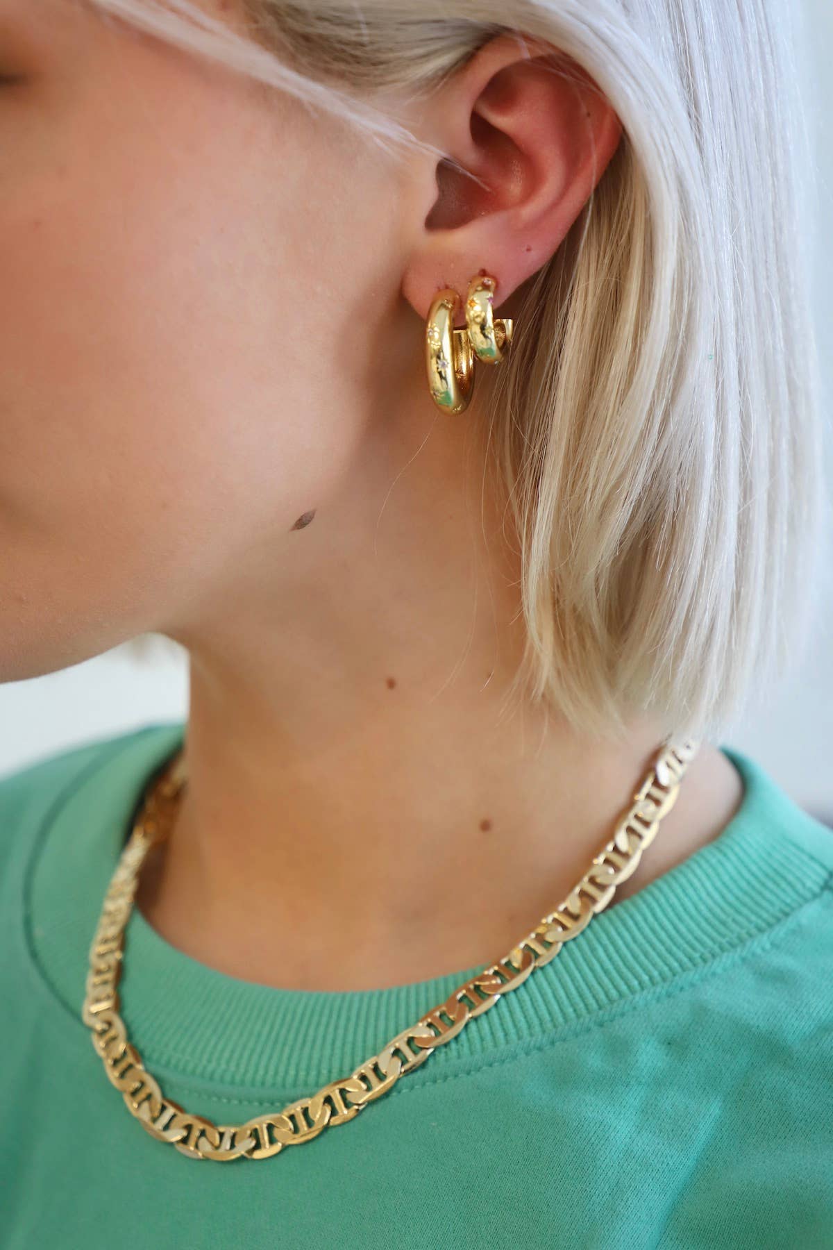 Silver Penny CZ Star Hoops