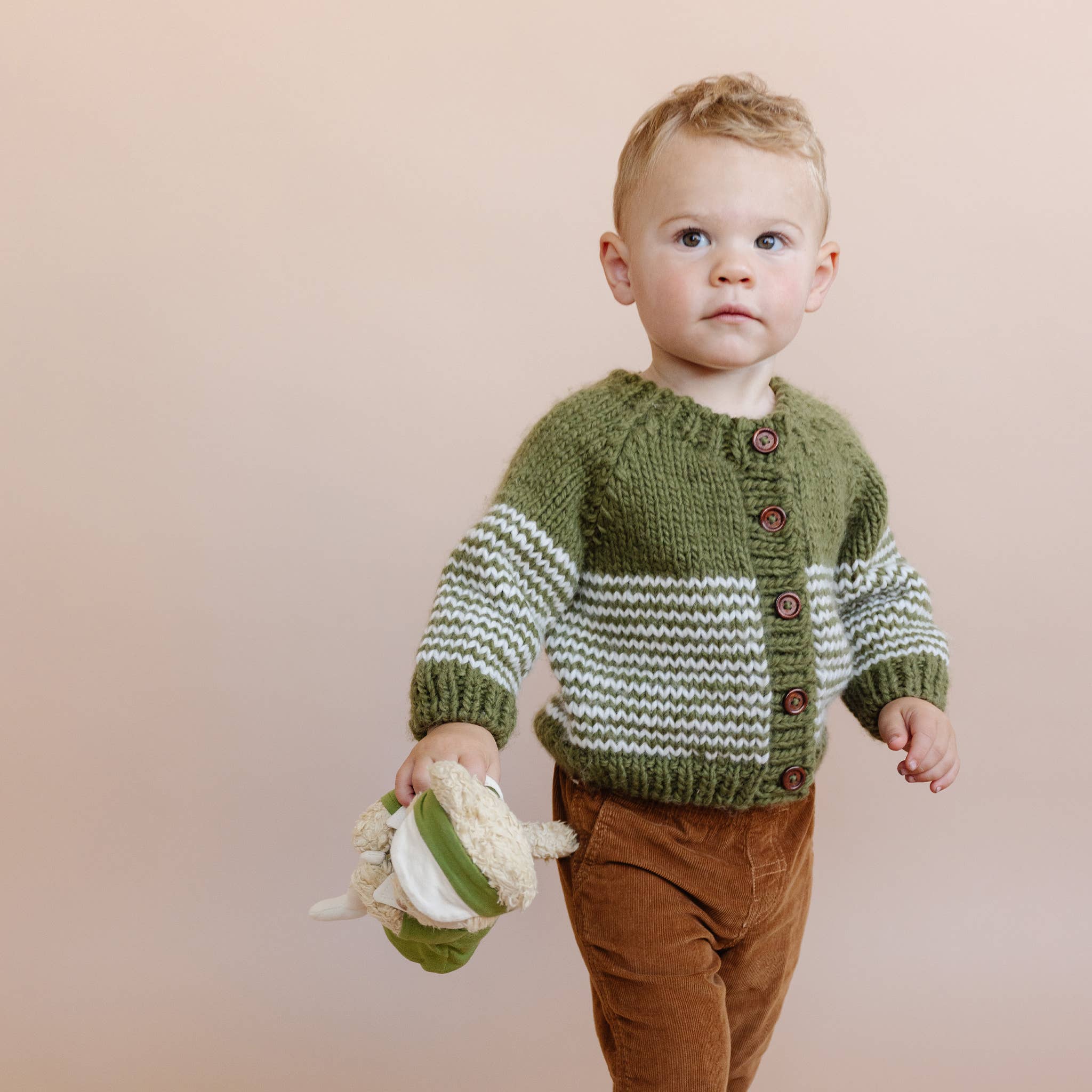 Moss Stripe Cardigan Baby Sweater