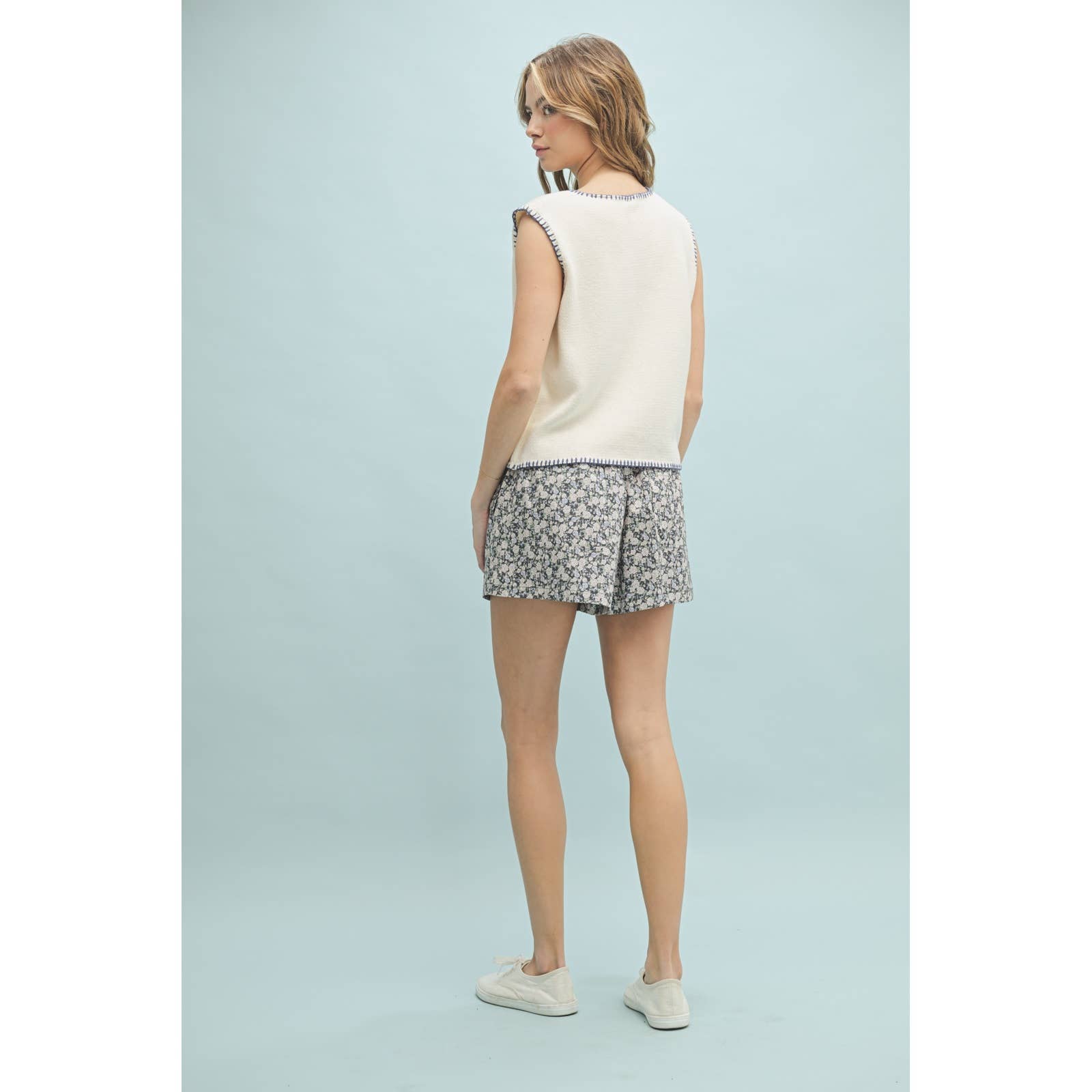 Stitch Detail Button Up Sweater Vest