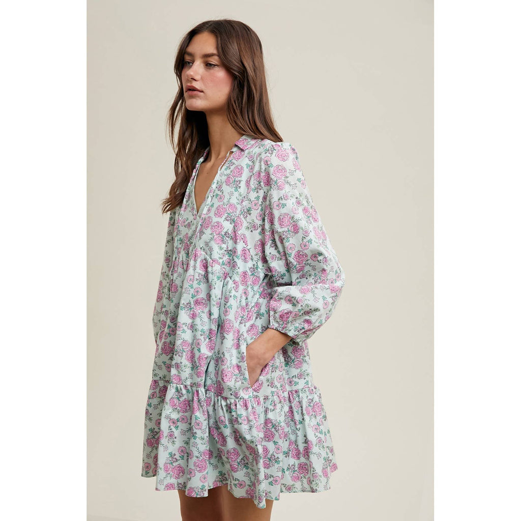 Floral Collared Mini Dress