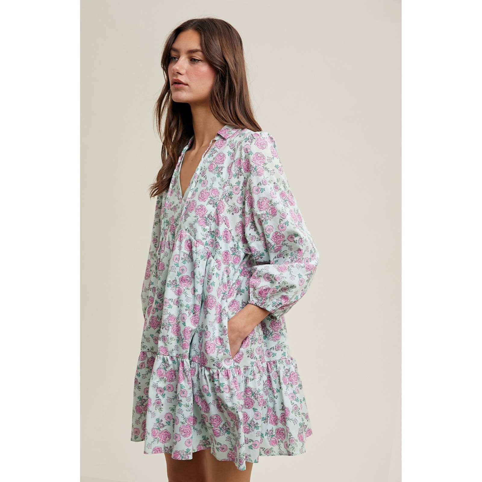 Floral Collared Mini Dress