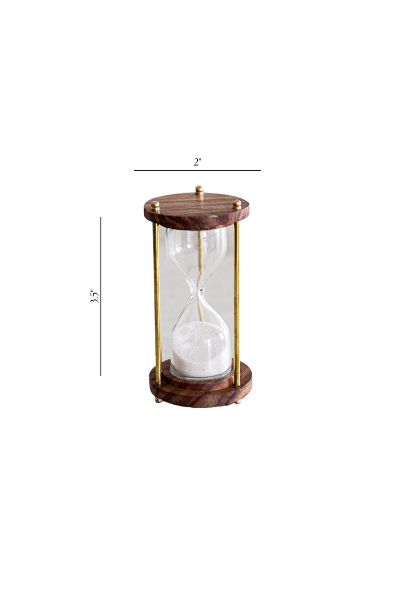 Brass & Solid Wood Antique Hourglass