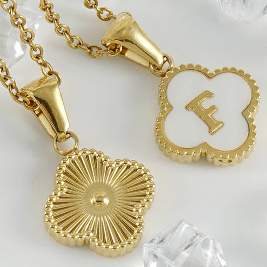 Four Leaf Clover Initial Necklaces
