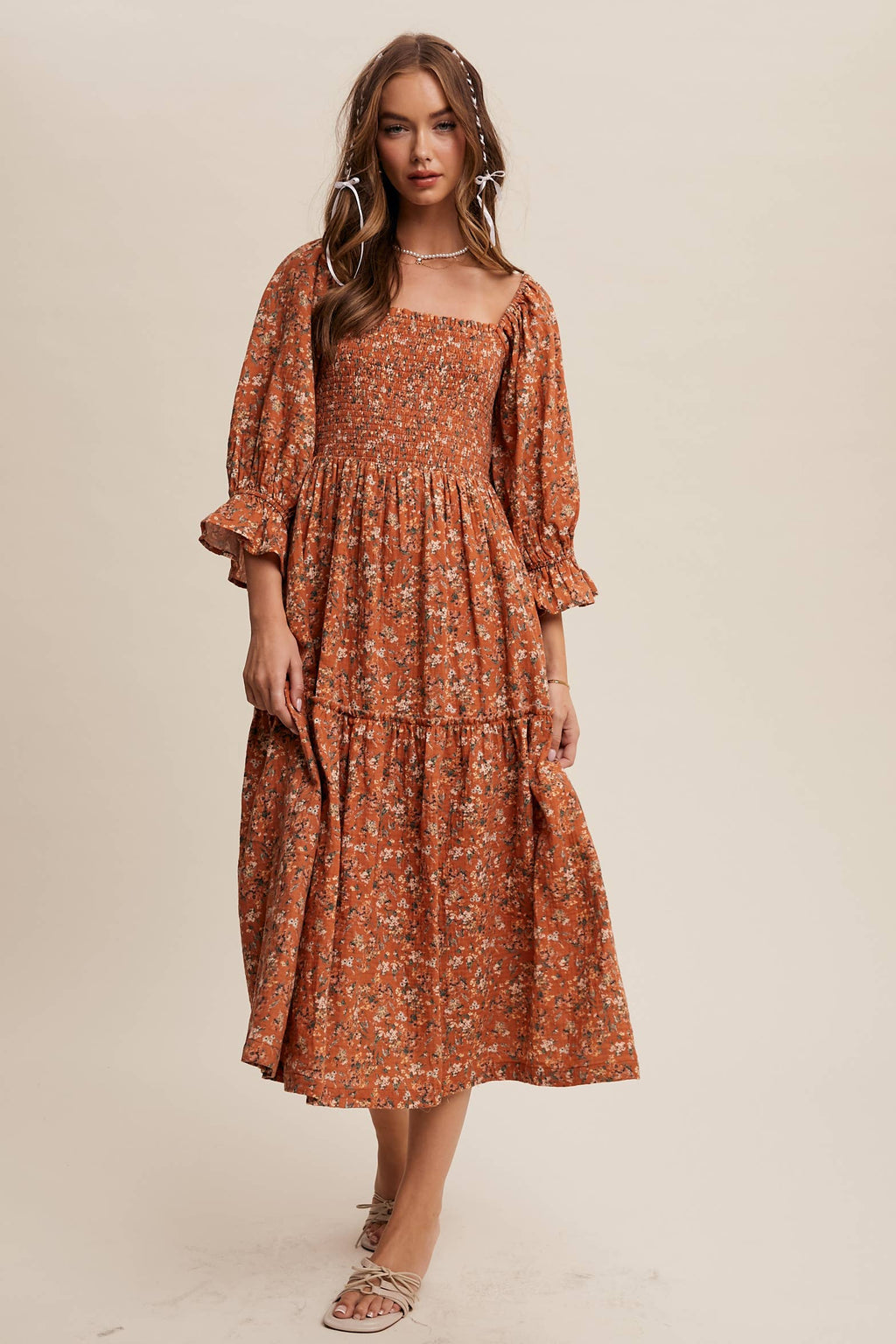 Floral Tiered Midi Dress