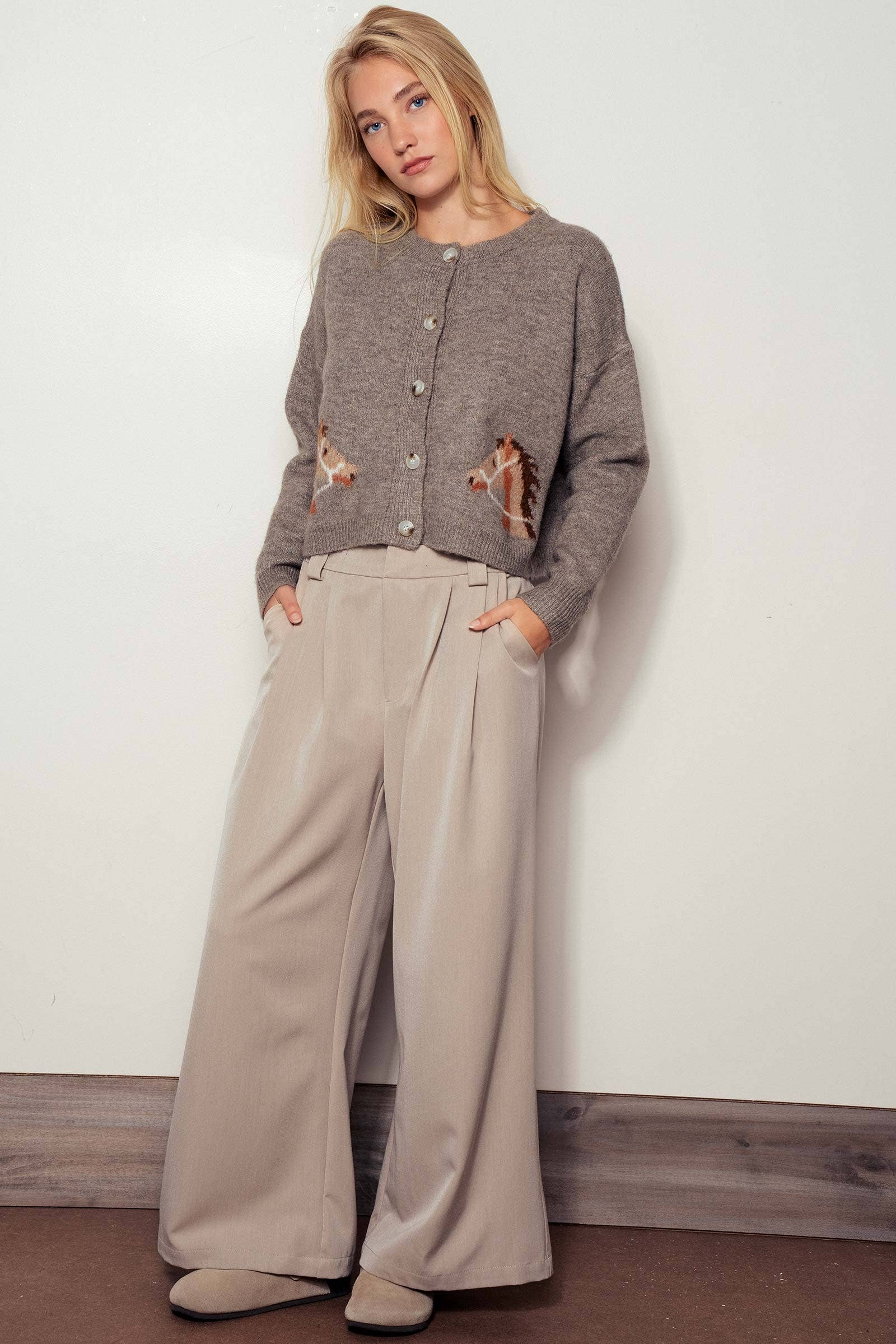 Western Horse Ribbed Cardigan