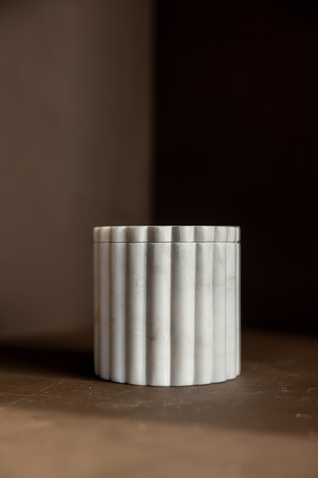 White Marble Fluted Jar Canister