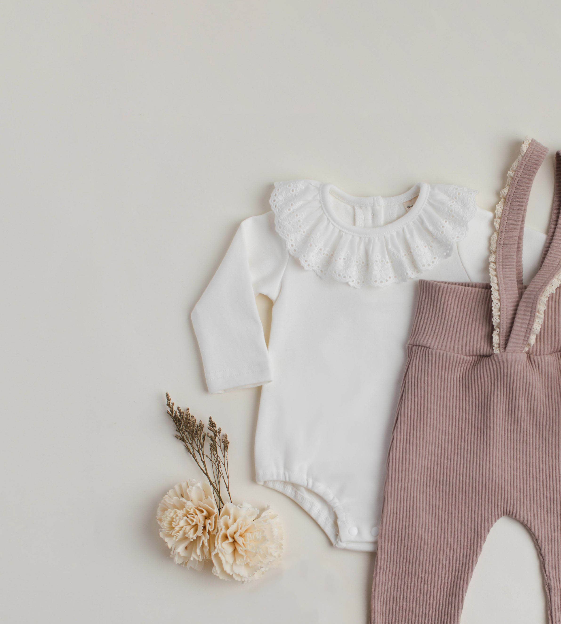 White Ruffle Collar Long Sleeve Bodysuit