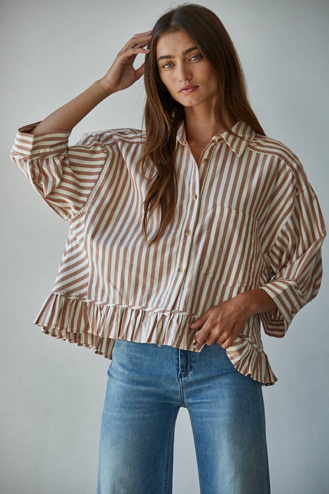 Striped Button Down Shirt Top