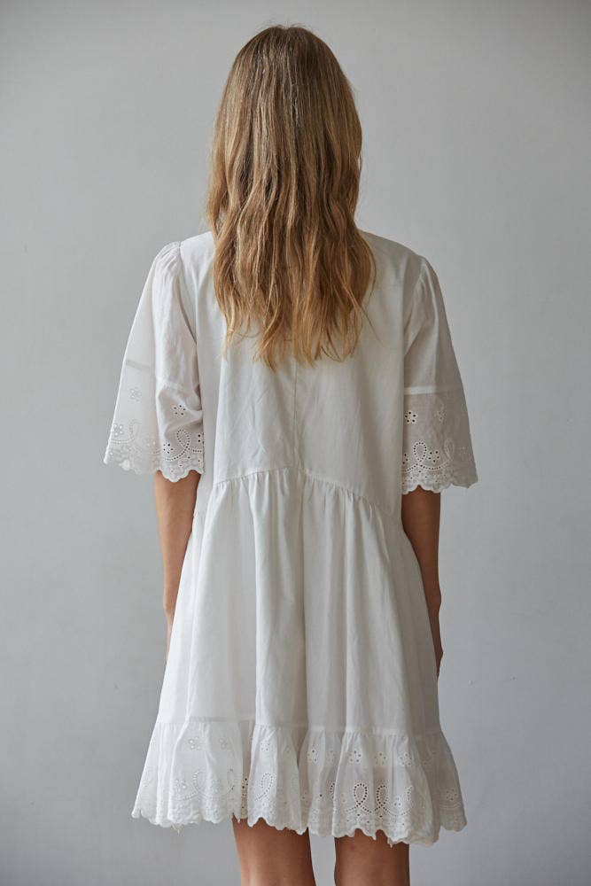 Embroidered Eyelet Mini Dress