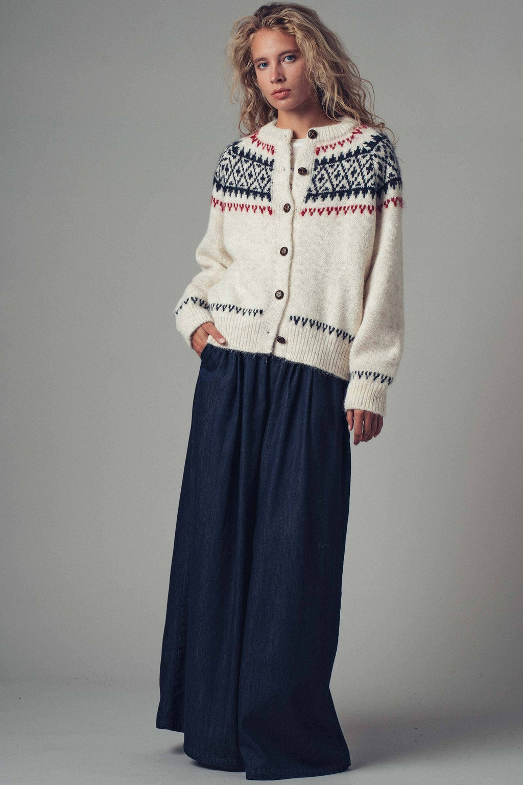 Fair Isle Nordic Toggle Knit Cardigan