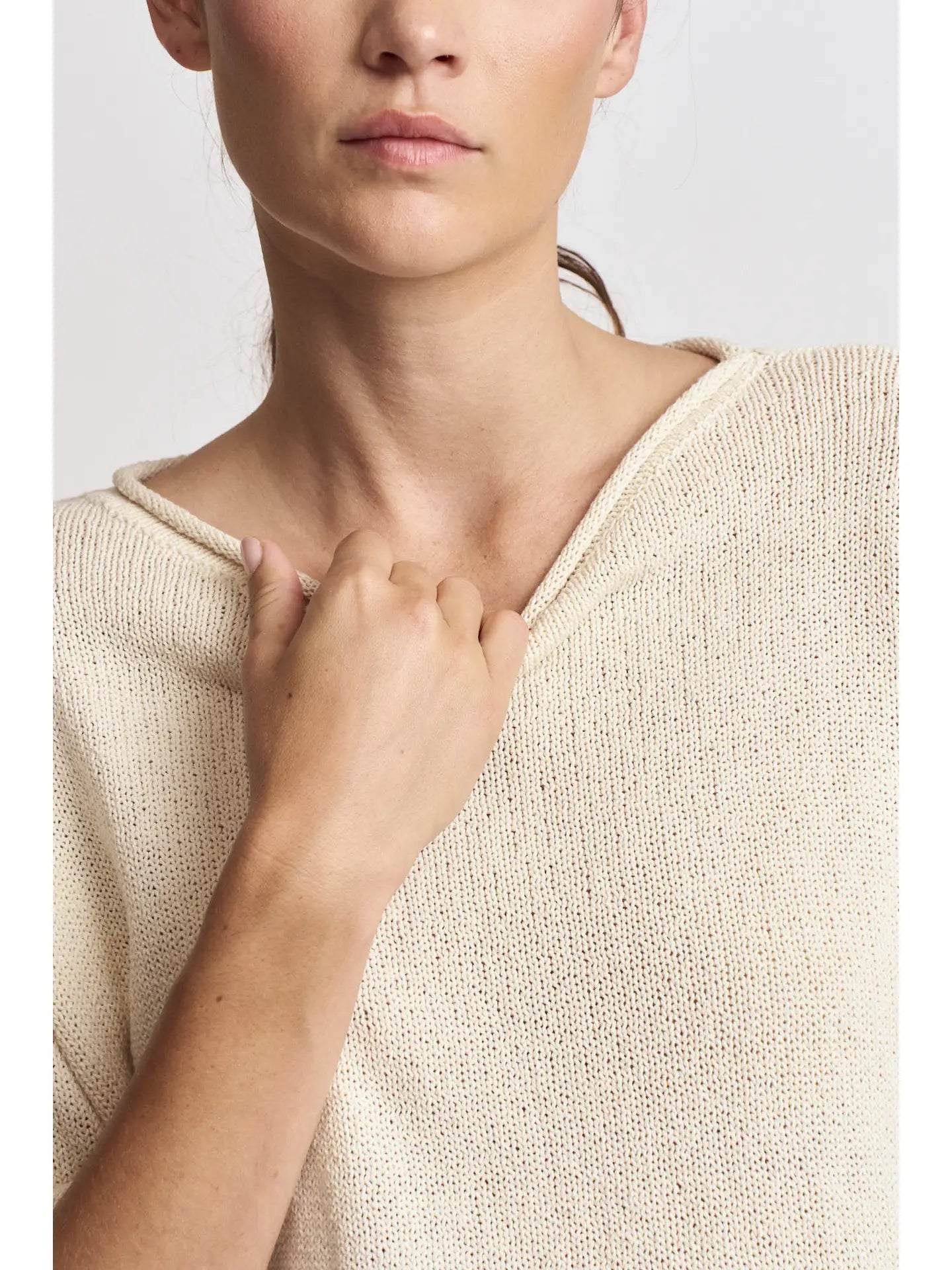 Rolled Edge Loose Fit Sweater Top