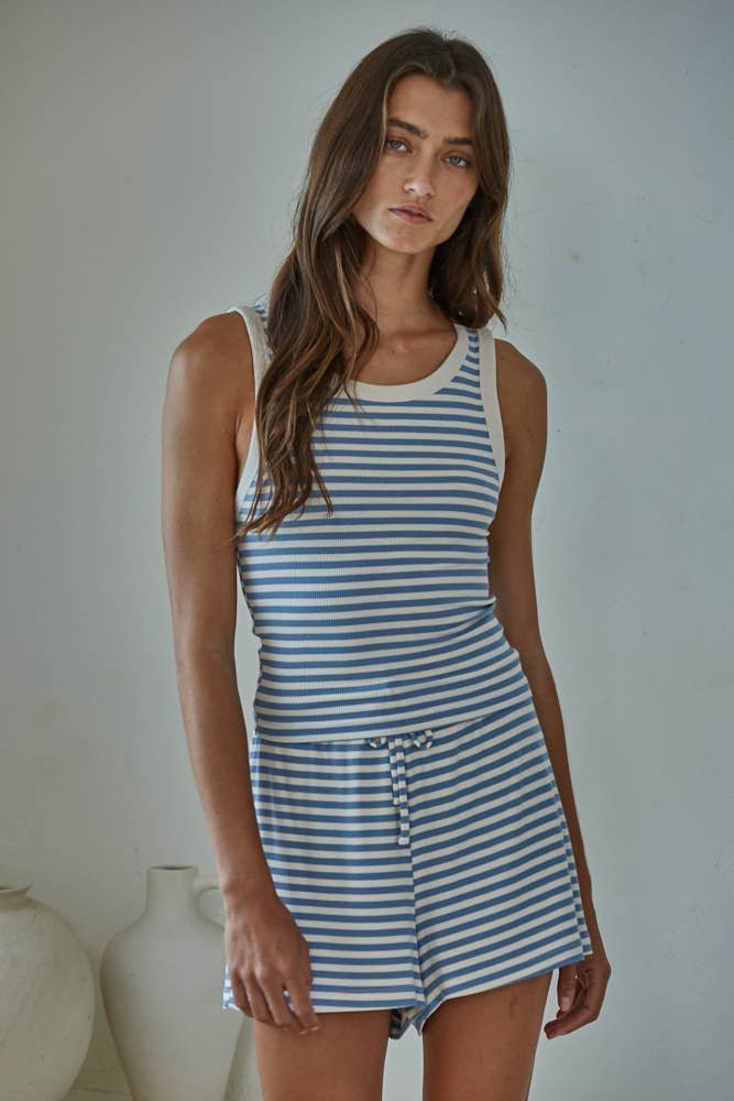 Spandex Striped Sleeveless Top