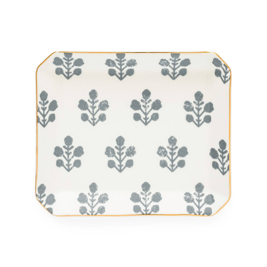 Slate Floral Medium Trinket Tray