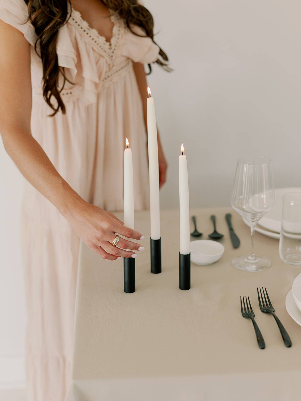 Natural White Dipped Beeswax Taper Candles