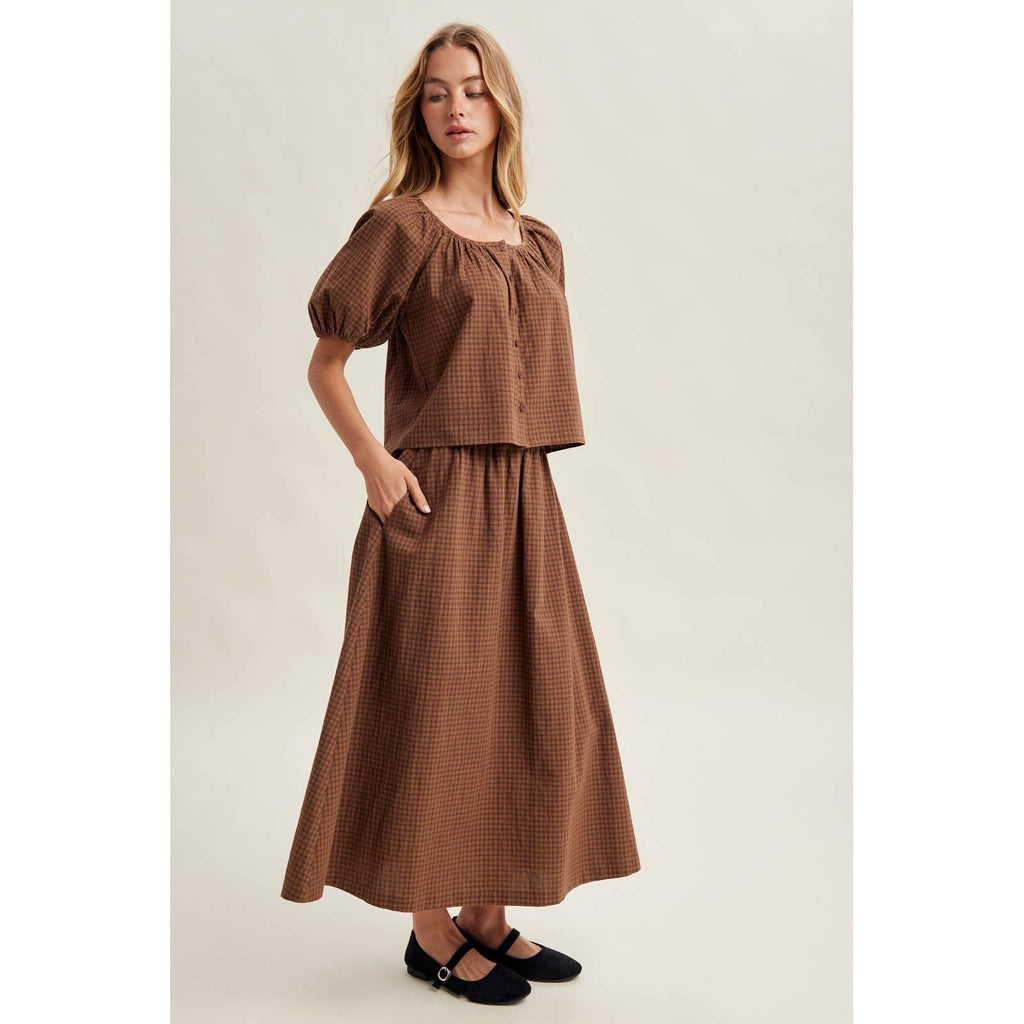 Puff Sleeve Top and Skirt Set