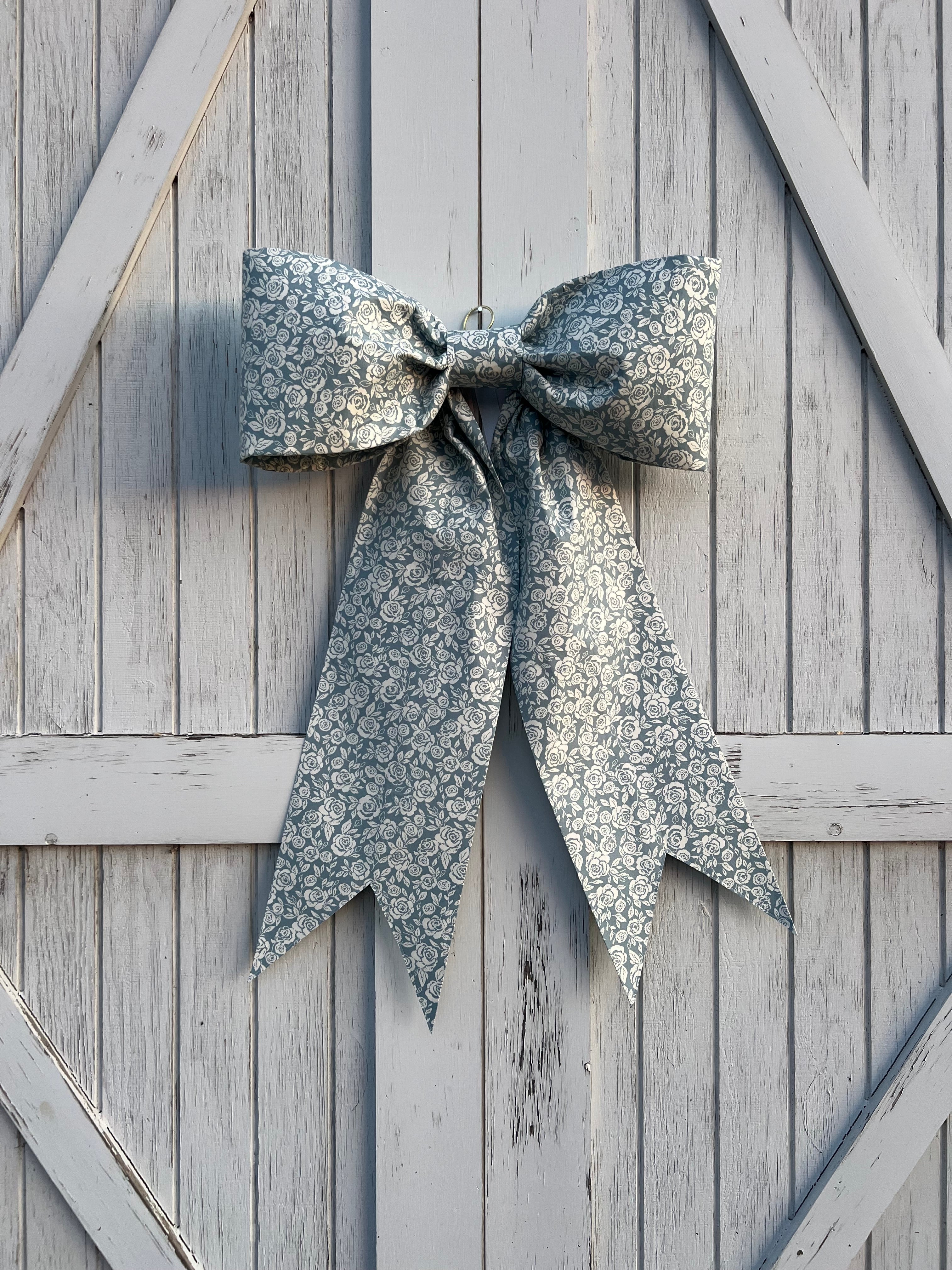 Blue & White Rose Bow