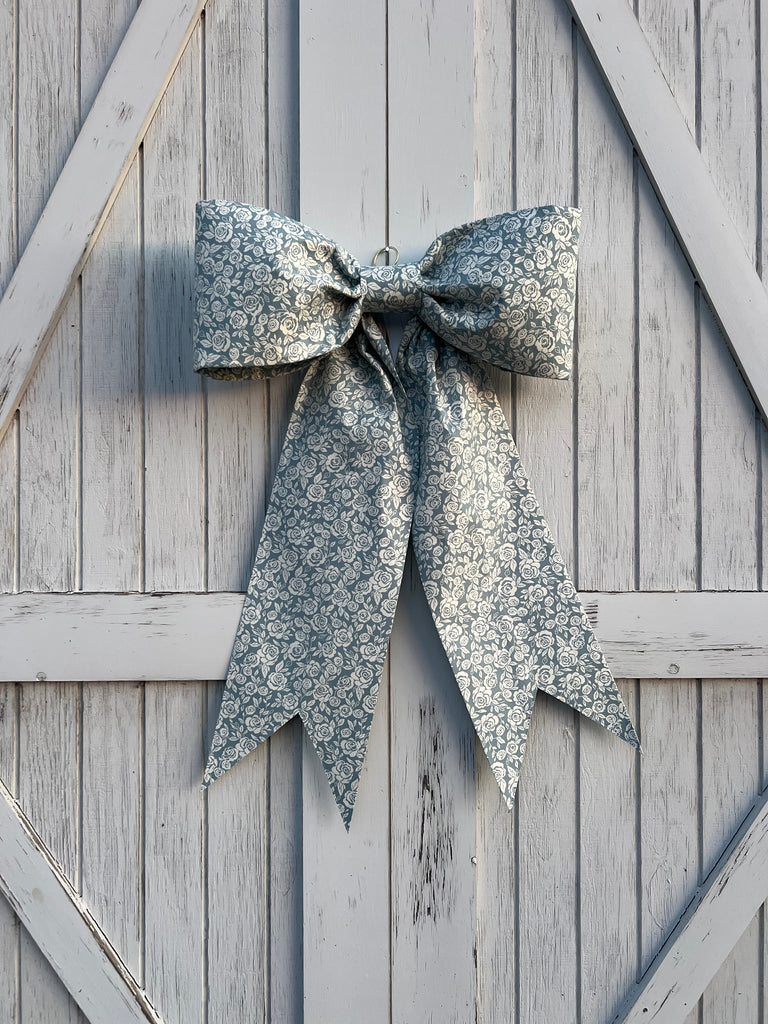 Blue & White Rose Bow